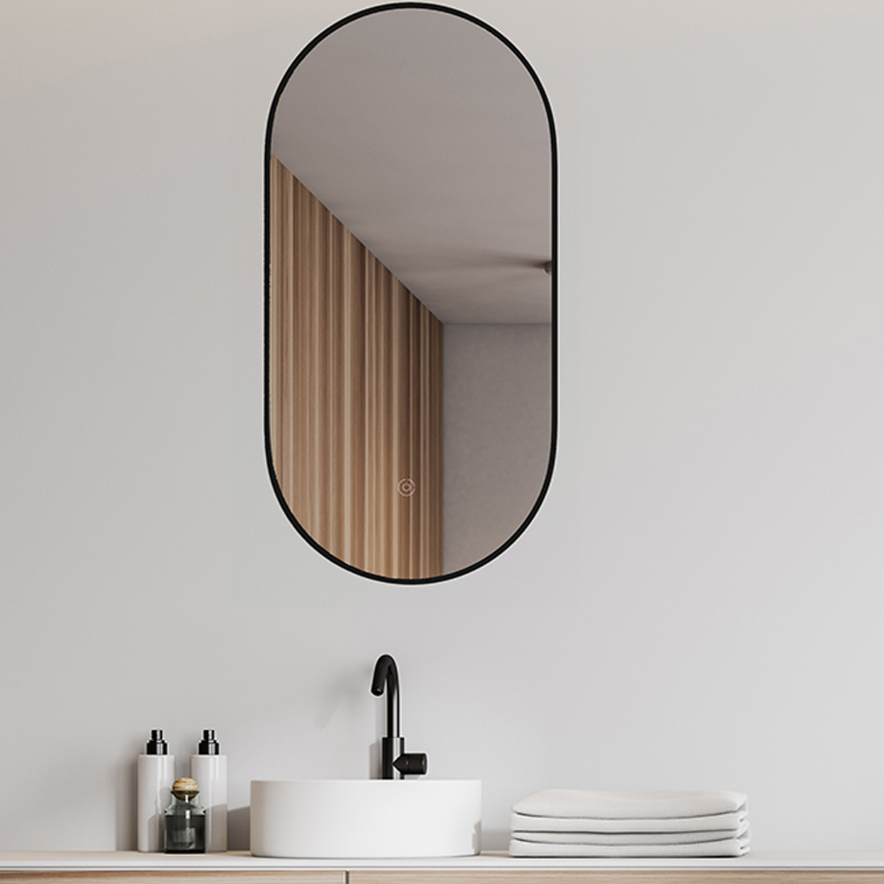 Wiesbaden Spiegel Nomi Ovaal 50x100cm - Led Gunmetal